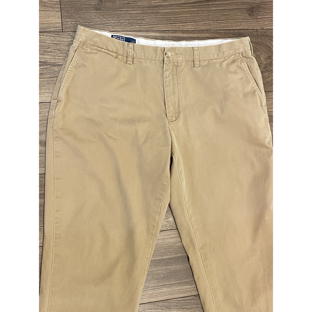 Vtg Polo Ralph Lauren Preston Classic Straight Pants Men 40x30‎ Beige Cotton Zip
